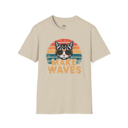 Make Waves Text Graphic Cat Unisex T-Shirt