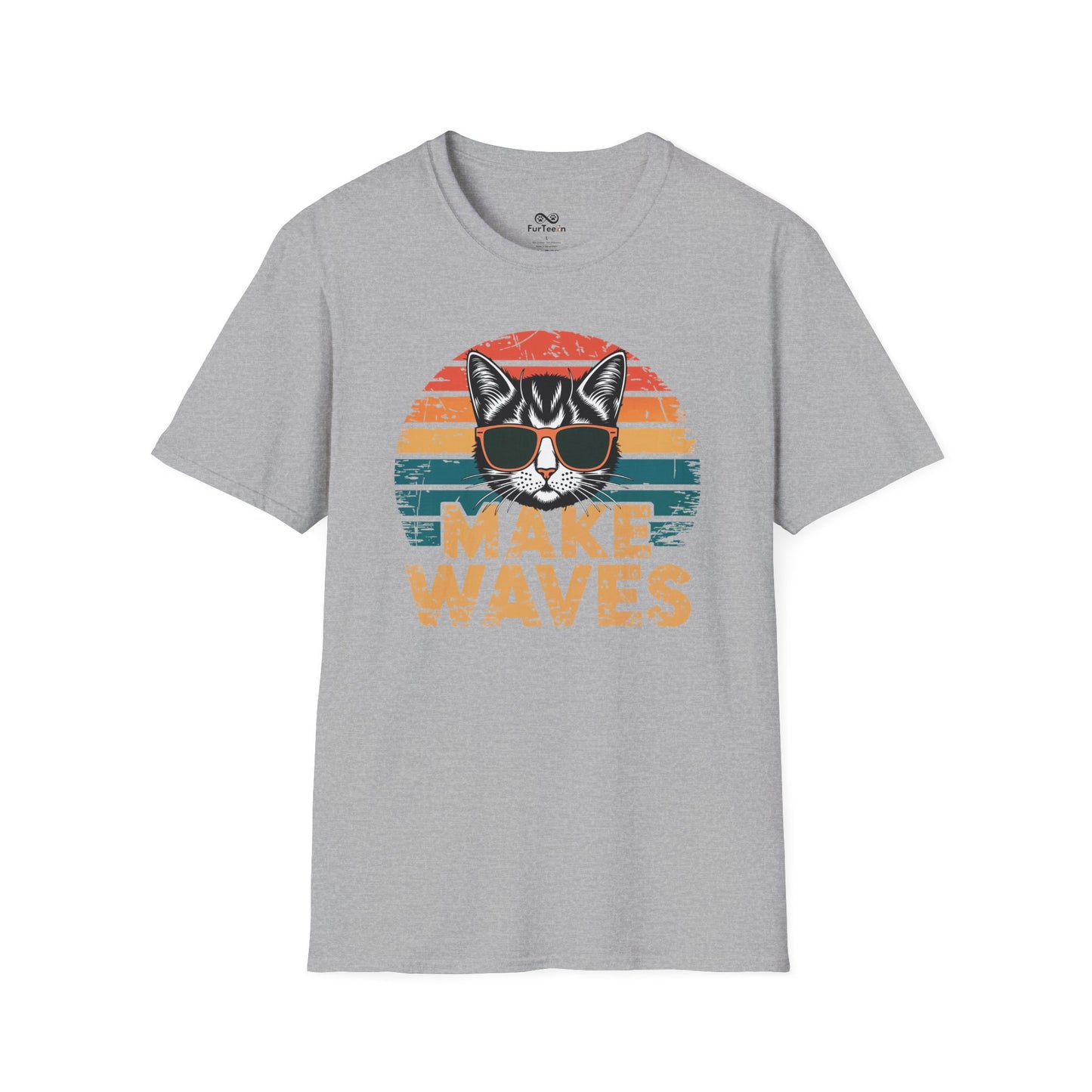 Make Waves Text Graphic Cat Unisex T-Shirt