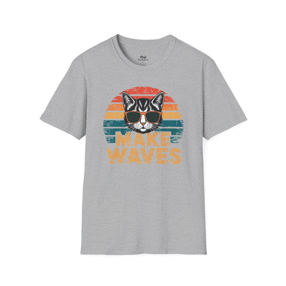 Make Waves Text Graphic Cat Unisex T-Shirt