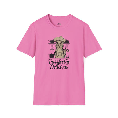 Purrfectly Delicious Text Graphic Cat Unisex T-Shirt